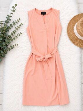 Alex Marie Peach Sleeveless Tie-Waist Midi Dress